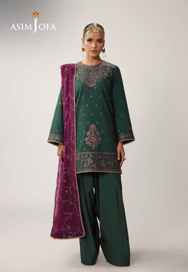 AJULO-06 Embroidered Silk Unstitched 3 Pcs