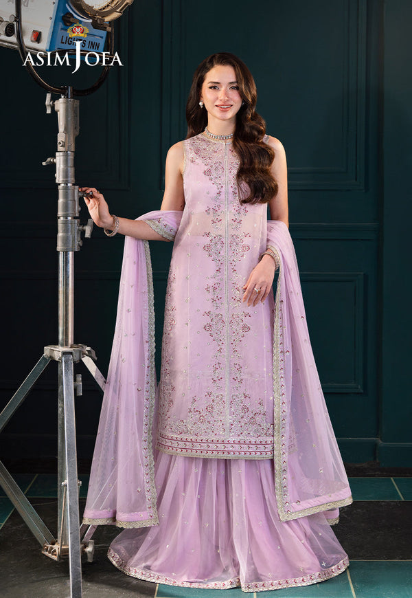 AJLFC-09 EMBROIDERED SOFT NET ORGANZA UNSTITCHED 3 PCS