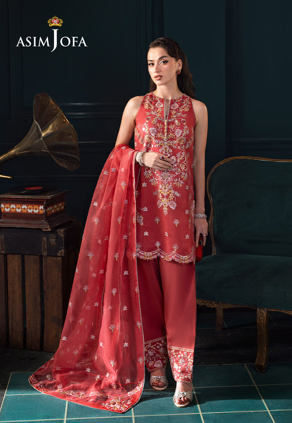 AJLFC-06 EMBROIDERED ORGANZA UNSTITCHED 3 PCS
