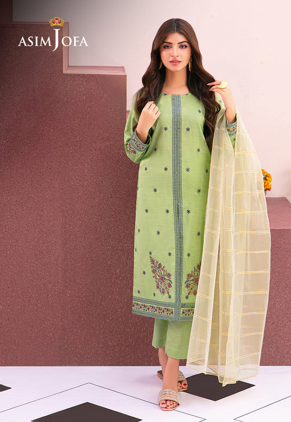 AJOD-22 EMBROIDERED INDIAN RAW SILK 3 PCS